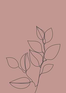Botanical leaf line art