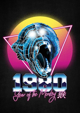 Retrowave Neon Monkey