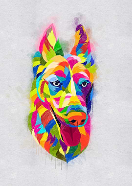 Dog painting colorful