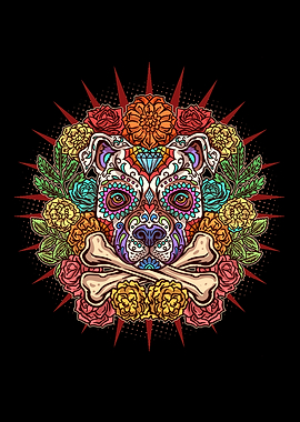 Funny Pit bull Sugar Skull