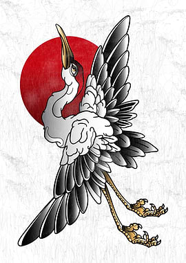 crane japanese tattoo