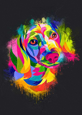 Dog pop art painting