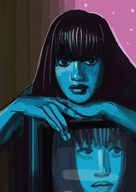 Blue Face Girl Portrait