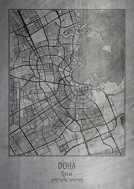 Doha Qatar city map post