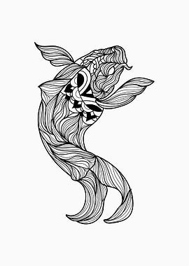 Koi Fish Mandala White 4