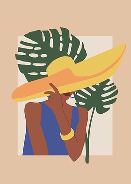 Modern girl tropical leaf