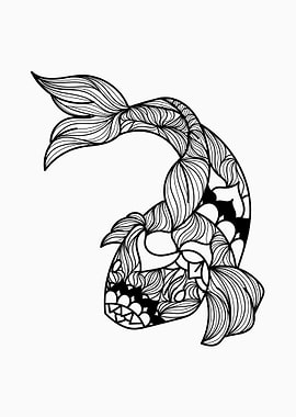 Koi Fish Mandala White 5
