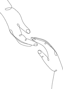 Hand Holding one line art