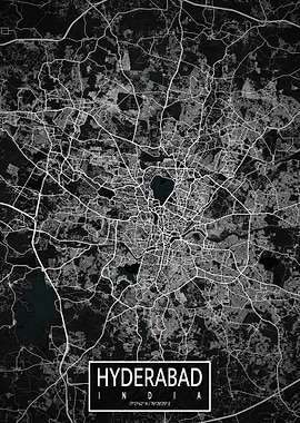 Hyderabad City Map Dark