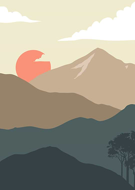 Mountains and forest tree