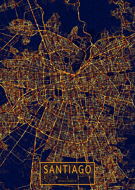Santiago Map City At Night