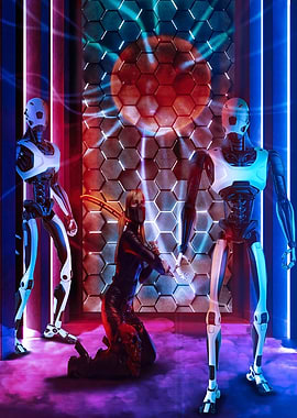 Los robots y la guerrera