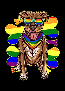 Pitbull Wearing LGBT Pride