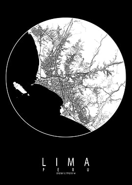 Lima City Map Full Moon
