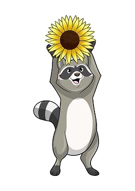 Racoon Sunflower Flower