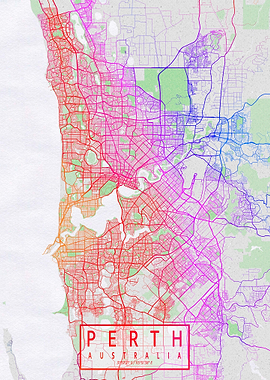 Perth City Map Colorful