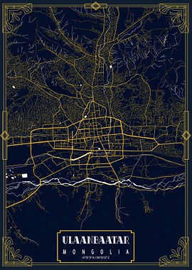 Ulaanbaatar City Map Gold