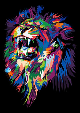 colorful lion head