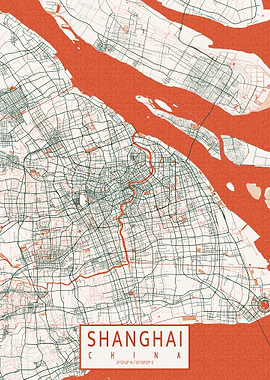 Shanghai City Map Bohemian