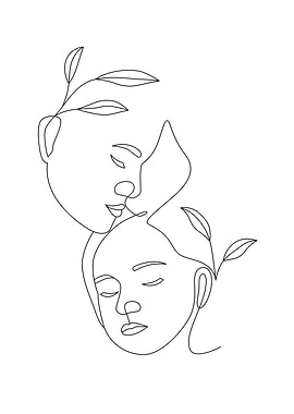 Couples face floral line