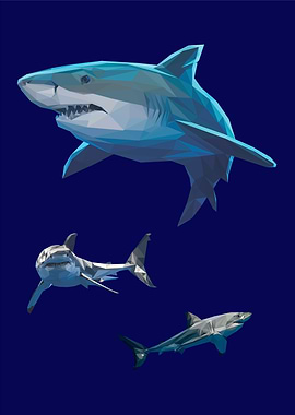 shark polygonal pop art