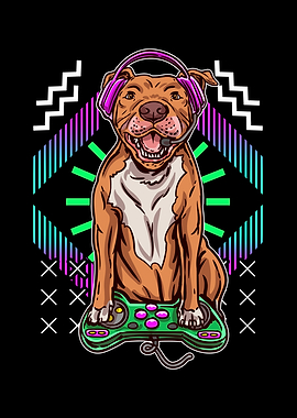 Funny Gamer Pitbull