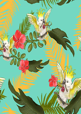 birds on colorful forest