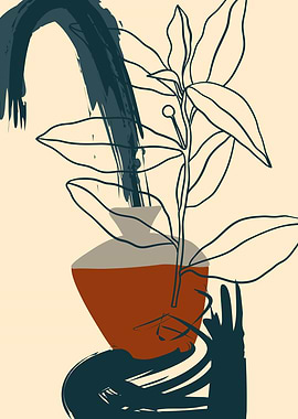 Leaf brush strokes lineart