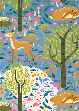 Colorful deer seamless