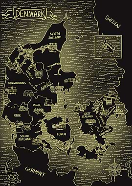 Glowing Map of Denmark
