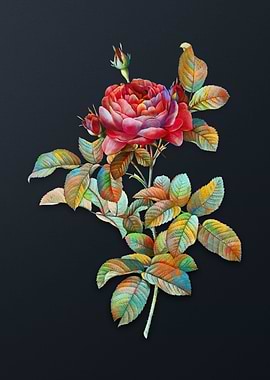 Vintage Red Gallic Rose