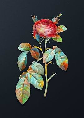 Vintage Red Gallic Rose