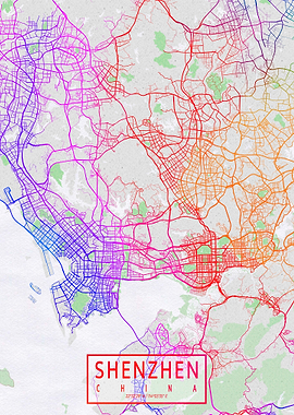 Shenzhen City Map Colorful