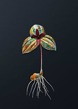 Vintage Tri Flower on Teal