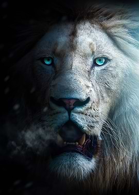 white lion face poster