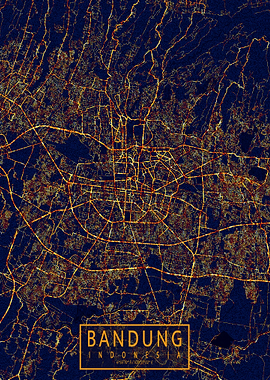 Bandung Map City At Night