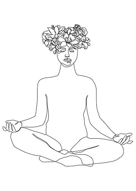 Woman Yoga One line art