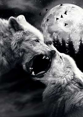 night wolfs art poster
