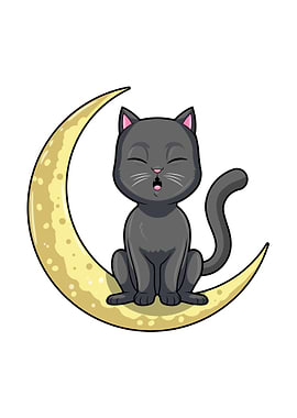 Cat Night Moon