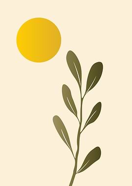 Sun with tropical leaves