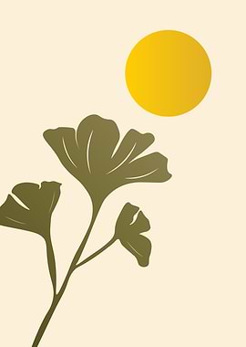 Yellow sun with green leaf