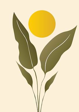 Mid century sun with leaf