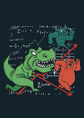 Bull and bear with T rex