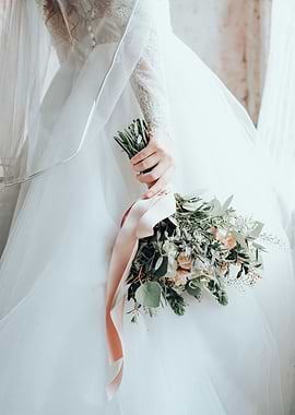 Bride showing her bouquet