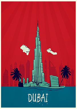 dubai vintage skyline