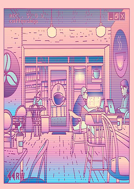 Vaporwave Coffee Shop