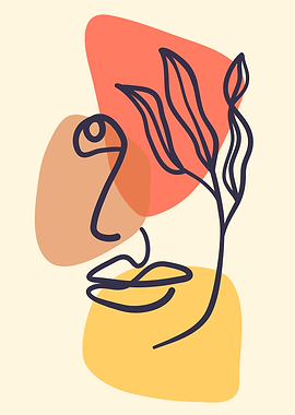 Floral face modern shapes