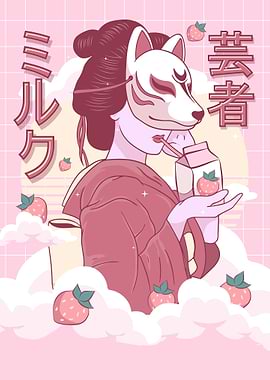 Geisha Kitsune Fox Mask