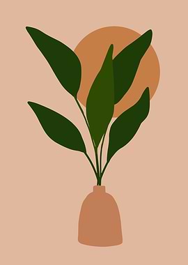 Botanical green leaf pot