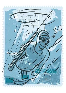 Man fishing underwater